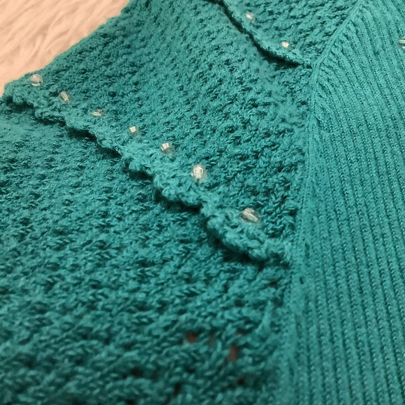 Nygard women’s turquoise blue rib embellished beaded knit top size xl - Picture 3 of 11